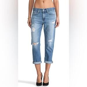 Ag Adriano Goldschmied The Drew Distressed Straight Leg Boyfriend Jeans, size 27
